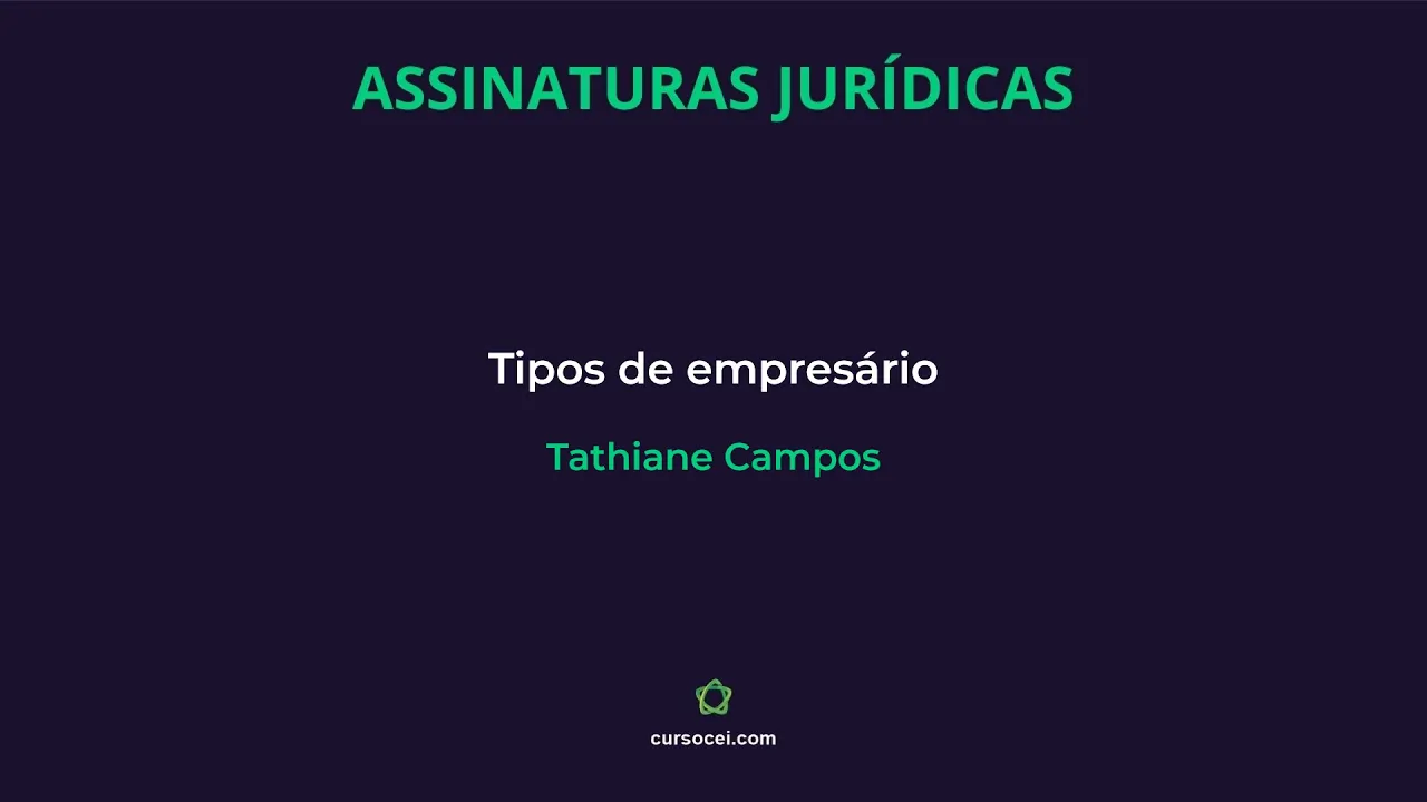 Aula 04 - Bloco 00 - Tipos de empresário - Tathiane Campos